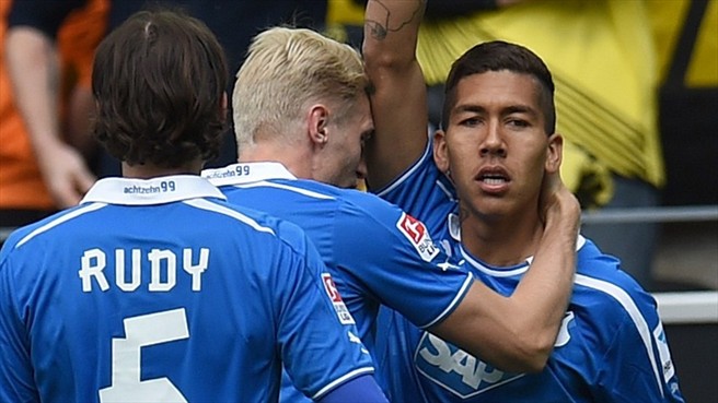 ˣروبرتو فيرمينو باربوسا|شادی بازیکنان هوفنهایم بعد از گلزنی مقابل دورتموند