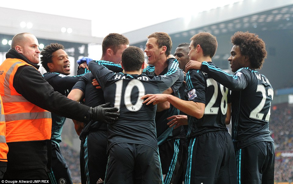 شادی بازیکنان چلسی|آستون ویلا 1 - 2 چلسی / لیگ جزیره