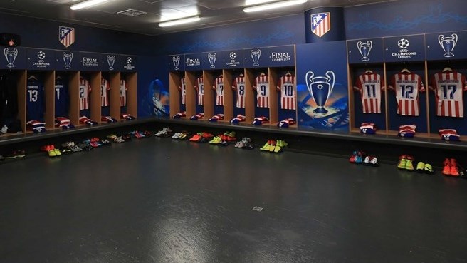 اتلتیکو مادرید|نمایی از رخت کن تیم اتلتیکو مادرید.