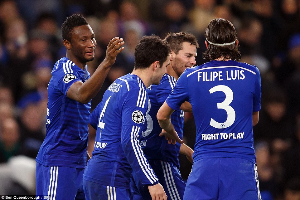 شادی بازیکنان چلسی|چلسی 3 - 1 اسپورتينگ لیسبون / لیگ قهرمانان