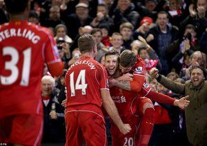 شادی بازیکنان لیورپول|لیورپول 4 - 1 سوانسی / لیگ جزیره