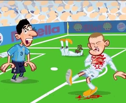 انیمیشنی طنز از هنرنمایی لوئیز سوارز مقابل انگلستان