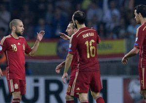 شادی بازیکنان اسپانیا|بلاروس 0 - 1 اسپانیا / مقدماتی یورو 2016