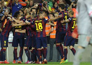 جشن قهرمانی بارسا|بارسلونا 3 - 1 اتلتیکو مادرید / قهرمانی بارسا در کوپا دل ری