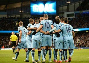 شادی بازیکنان سیتی|منچستر سیتی 5 - 0 نیوکاسل / لیگ جزیره