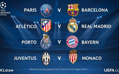 قرعه‌کشی لیگ قهرمانان اروپا | تکرار فینال فصل گذشته در یک‌چهارم / دیدار مجدد بارسا و پی‌اس‌جی / بایرن به پرتغالی‌ها برخورد کرد / یووه به‌مصاف موناکو خواهد رفت