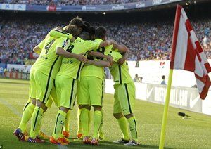 شادی بازیکنان بارسا|اتلتیکو مادرید 0 - 1 بارسلونا / لالیگا