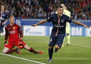 مارکو وراتی|پاریس سن ژرمن 3-2 بارسلونا / لیگ قهرمانان