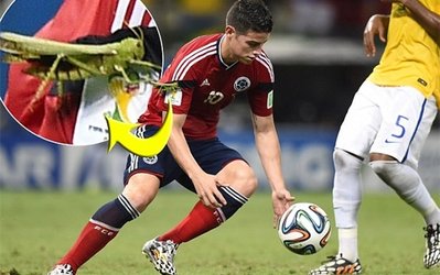 اتفاق عجیب پس از گلزنی رودریگز/ ملخ غول‌پیکر روی بازوی آقای گل جام‌جهانی+عکس