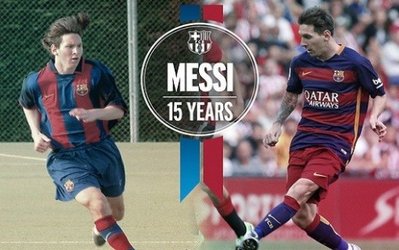مسی با بارسلونا ۱۵ ساله شد