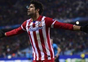 دیگو کاستا|شادمانی خاص دیگو کاستا پس از گلزنی در آخرین دیدار گروهی برابر پورتو. اتلتیکو این دیدار با نتیجه ی 2-0 به سود خود تمام کرد.