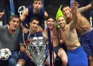 شادی بازیکنان بارسا|یوونتوس 1 - 3 بارسلونا / فینال لیگ قهرمانان