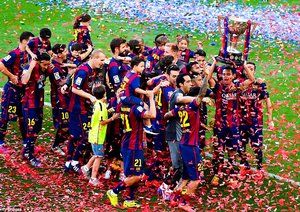 جشن بازیکنان بارسا|بارسلونا 2 - 2 دپورتیوو لاکرونیا / لالیگا