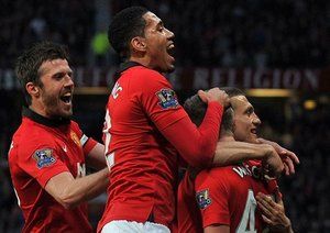 منچستر یونایتد|شادمانی بازکنان منچستر یونایتد بعد از گلزنی ویلسون