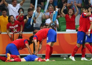 شادی بازیکنان کره بعد از گلزنی