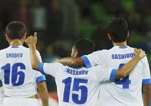 شادمانی بازیکنان ازبکستان