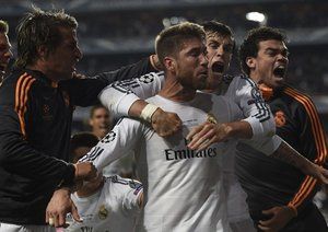 سرخیو راموس|سرخیو راموس پس از به ثمر رساندن گل تساوی بخش تیمش در فینال برابر اتلتیکو مادرید.