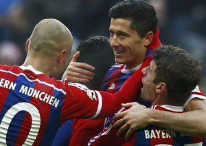 شادی بازیکنان بایرن|بایرن مونیخ 8 - 0 هامبورگ / بوندسلیگا