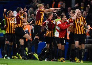 شادی بازیکنان 	برادفورد|چلسی 2 - 4 برادفورد سیتی / جام حذفی