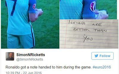 برگه دست رونالدو در جریان دیدار مجارستان و پرتغال و برانگیخته شدن کنجکاوی ها