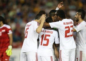 شادی بازیکنان بازیکنان امارات|عراق 2 - 3 امارات / جام ملت های آسیا 2015