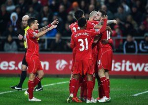 شادی بازیکنان لیورپول|سوانسی 0 - 1 لیورپول / لیگ جزیره