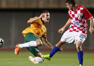 استرالیا - کرواسی|خطای شدید بازیکن کرواسی روی پای بازیکن استرالیا.