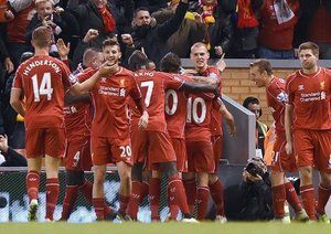 شادی بازیکنان لیورپول|لیورپول 2 - 2 آرسنال / لیگ جزیره