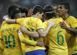 شادی بازیکنان برزیل|فرانسه 1 - 3 برزیل / دیدار دوستانه