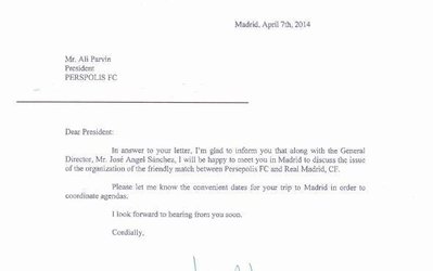 پاسخ باشگاه رئال‌ به پرسپولیس