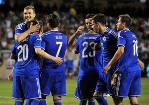 بوسنی و هرزگوین|جشن بازیکنان بوسنی بعد از گلزنی برابر تیم مکزیک