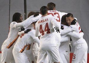 شادی بازیکنان رم|زسكا مسكو 1 - 1 رم / لیگ قهرمانان