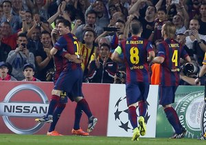 شادمانی بازیکنان بارسا