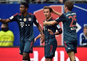 ماریو گُتزه|شادمانی بازیکنان بایرن بعد از گلزنی گوتزه.