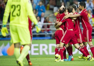 شادی بازیکنان اسپانیا