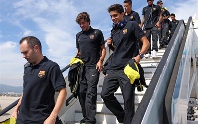 تمرینات پیش‌فصل بارسلونا در انگلیس + تصاویر