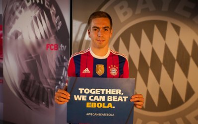 فیلیپ لام در کنار رونالدو، نیمار و دروگبا در کمپین علیه بیماری ابولا