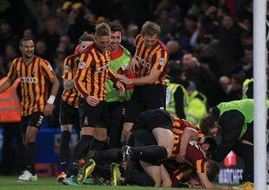 شادی بازیکنان 	برادفورد|چلسی 2 - 4 برادفورد سیتی / جام حذفی