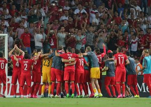 شادی بازیکنان ترکیه|ترکیه 3 - 0 هلند / مقدماتی یورو 2016