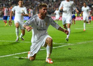 سرخیو راموس|سرخیو راموس پس از به ثمر رساندن گل تساوی بخش تیمش در فینال برابر اتلتیکو مادرید.