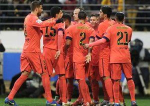 شادی بازیکنان بارسا|اِیبار 0 - 2 بارسلونا / لالیگا