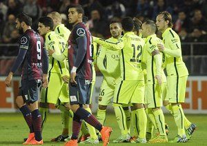 شادمانی بازیکنان بارسلونا|هوئِسکا 0 - 4 بارسلونا / جام حذفی