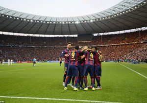 شادی بازیکنان بارسا|یوونتوس 1 - 3 بارسلونا / فینال لیگ قهرمانان