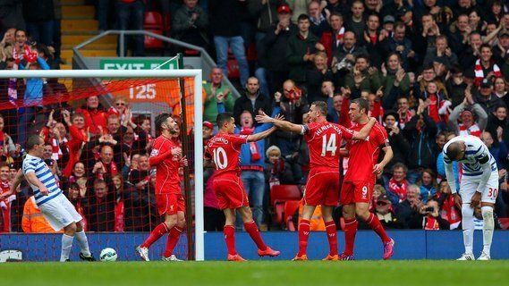 لیورپول 2 - 1 کوئینز پارک رنجرز/هفته سی و پنجم لیگ برتر/گل های مسابقه