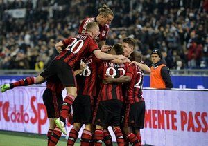 شادی بازیکنان میلان|لاتزیو 3 - 1 میلان / سری آ