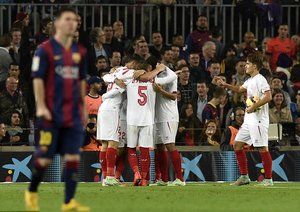 شادی بازیکنان سه ویا|بارسلونا 5 - 1 سه ویا / لالیگا