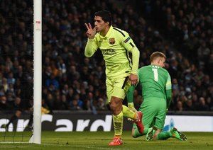 لوئیس سوارز|منچستر سیتی 1 - 2 بارسلونا / لیگ قهرمانان