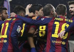 شادی بازیکنان بارسلونا