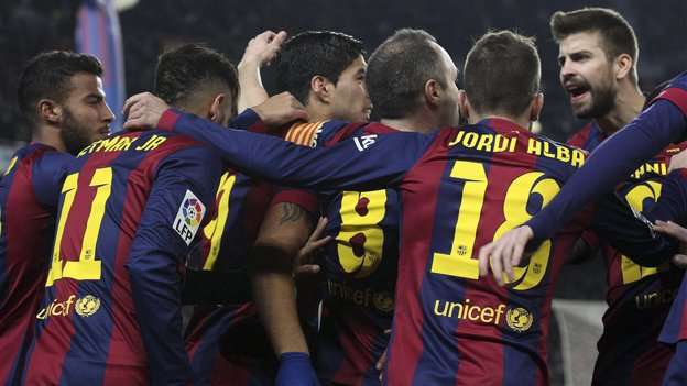 شادی بازیکنان بارسلونا