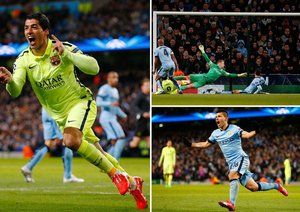 شادی های بعد از گل سوارز و آگرو بعد از گلزنی|منچستر سیتی 1 - 2 بارسلونا / لیگ قهرمانان